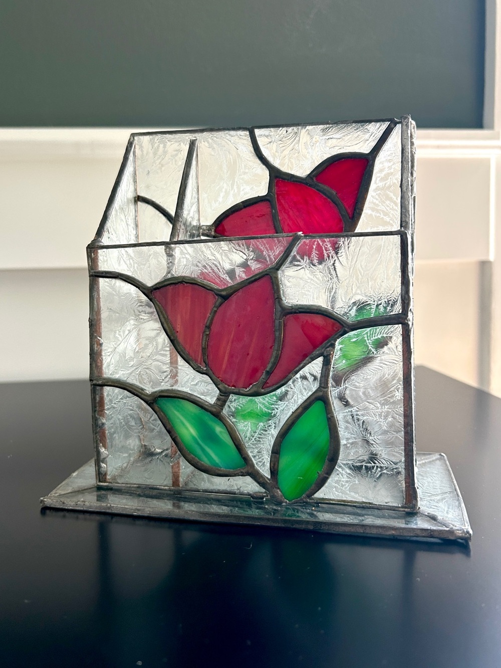 Artisanal Stained Glass Desk Organizer